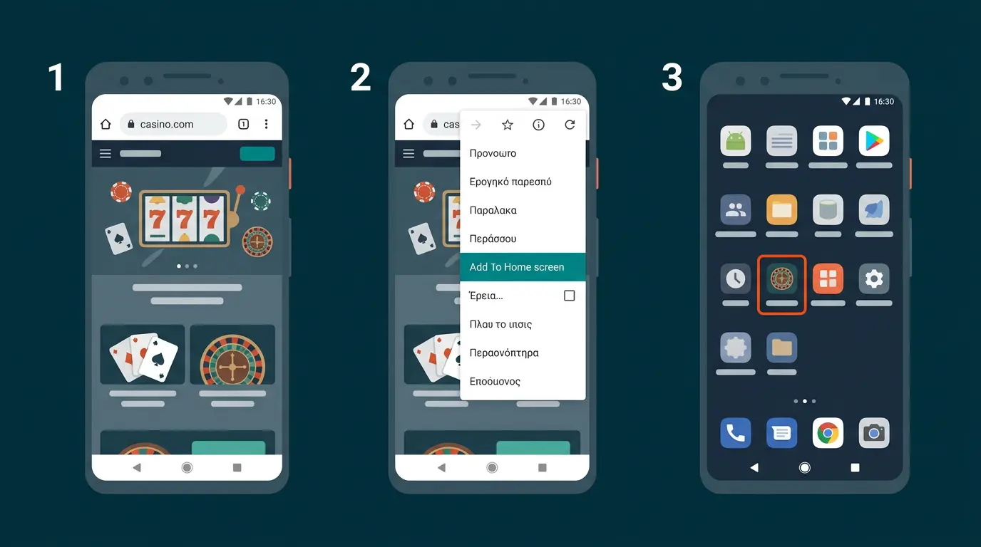 Step-by-step guide to add Golisimo shortcut to Android home screen via Chrome
